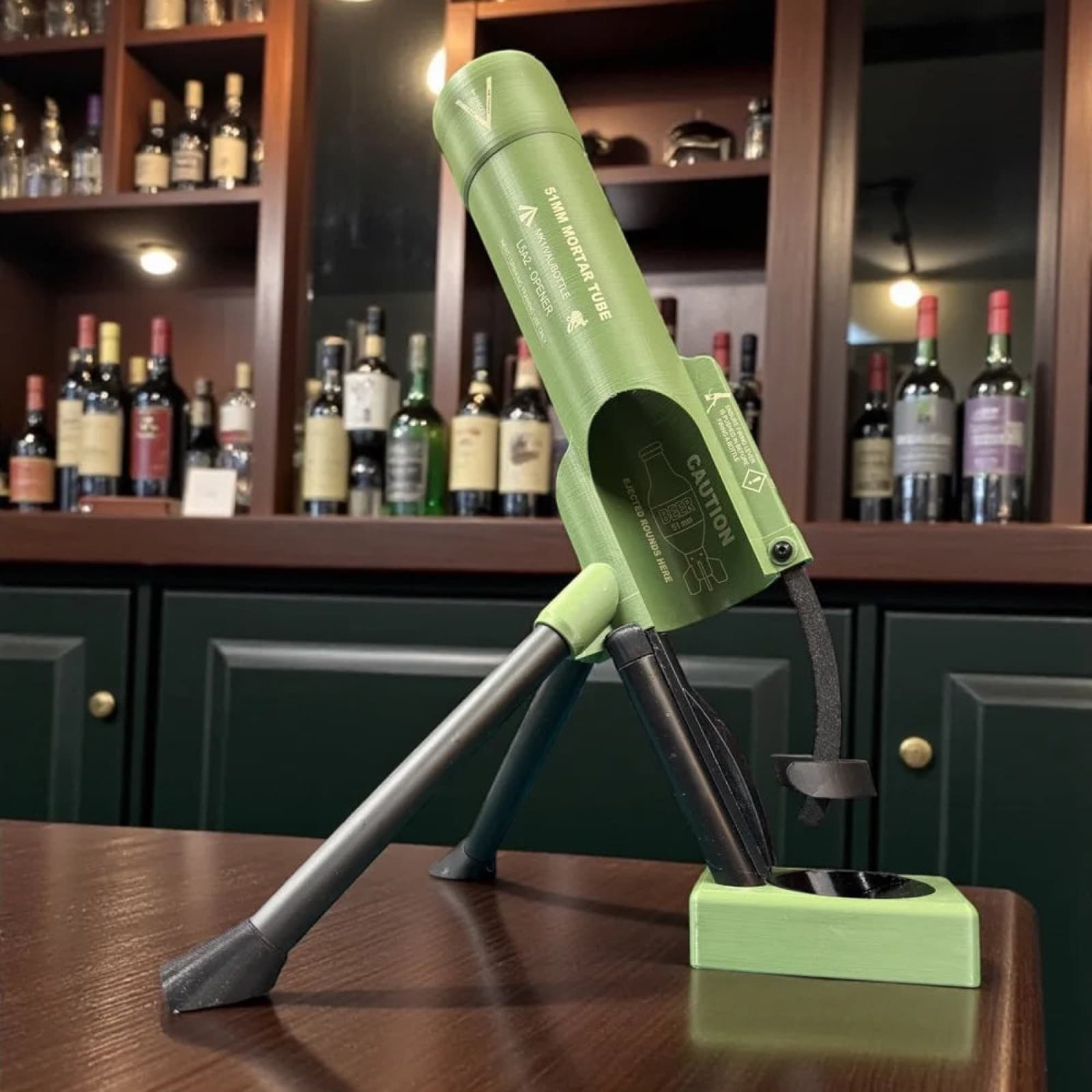 Mortier à Bière 51mm — tactical green rocket bottle opener
